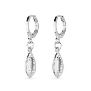 Brinco de Argolinha Com Búzios Banhado em Ródio