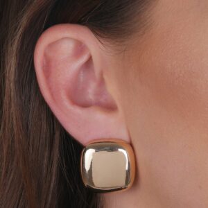 Brinco Formato Quadrado com Bordas Arredondadas Banhado a Ouro 24k